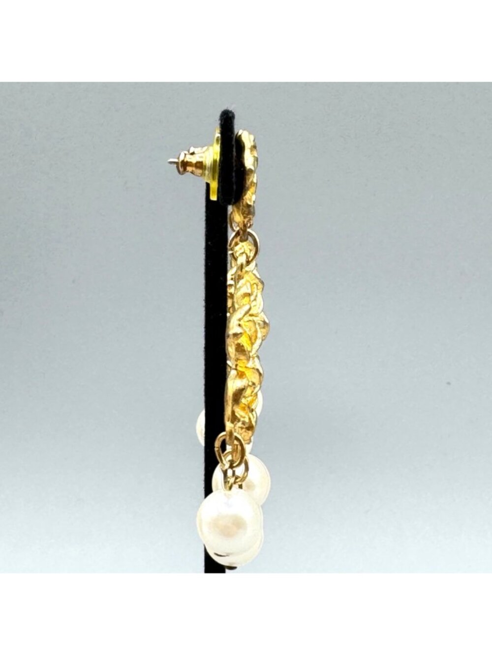 Vintage Rose and Faux Pearl Dangle Earrings Waterfall Bridal Statement Wedding - Picture 11 of 11